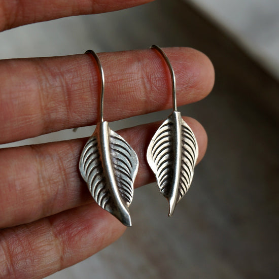 Azima Sterling Silver Leaf Earrings - SOWELL JEWELRY