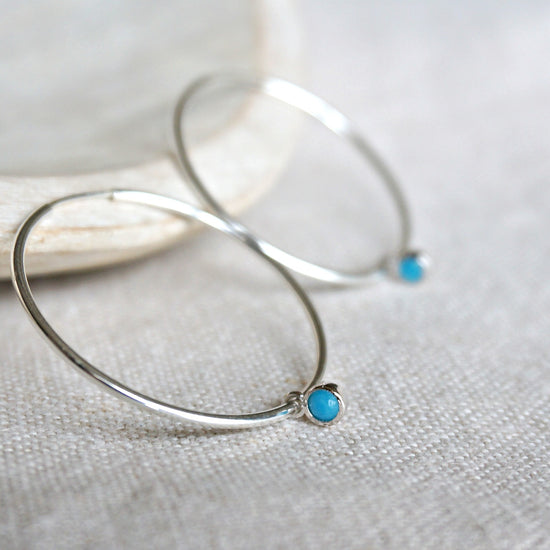 Load image into Gallery viewer, Avena Turquoise Hoop Earrings - SOWELL JEWELRY
