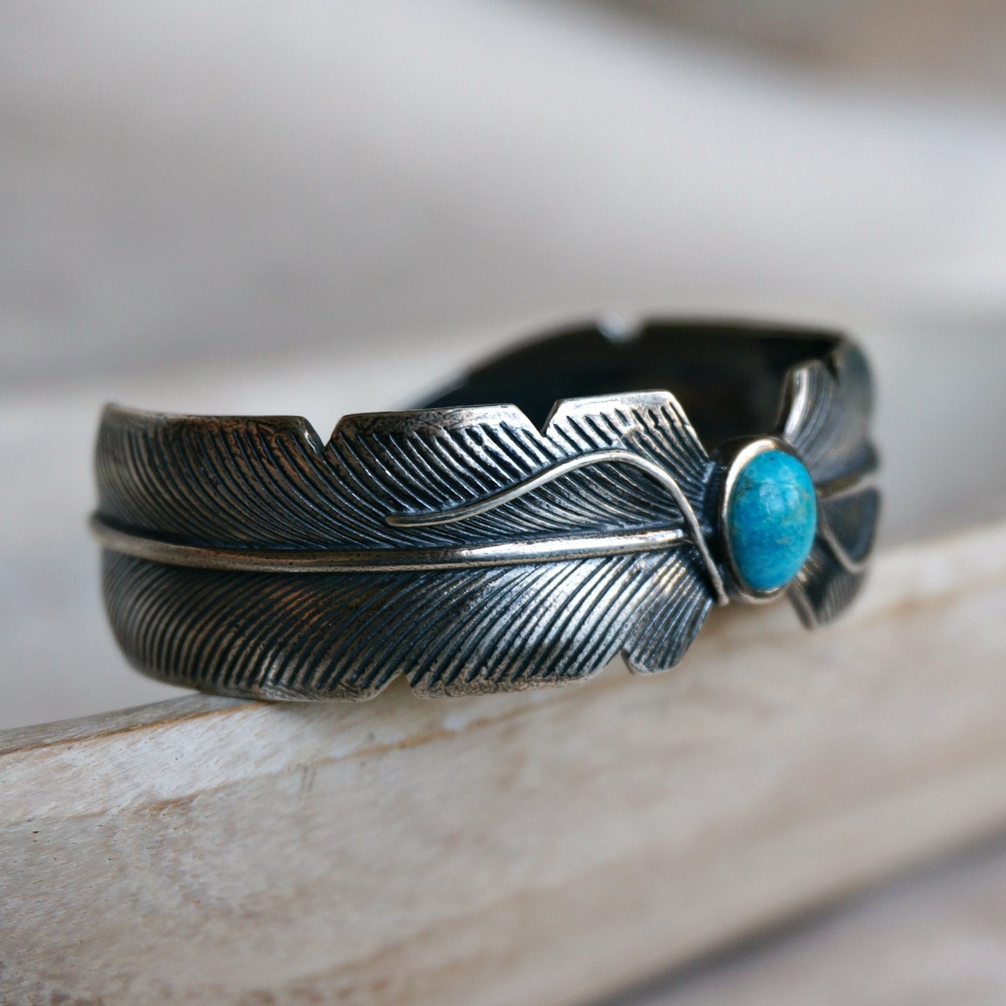 Load image into Gallery viewer, Feather Turquoise Bracelet - SOWELL JEWELRY
