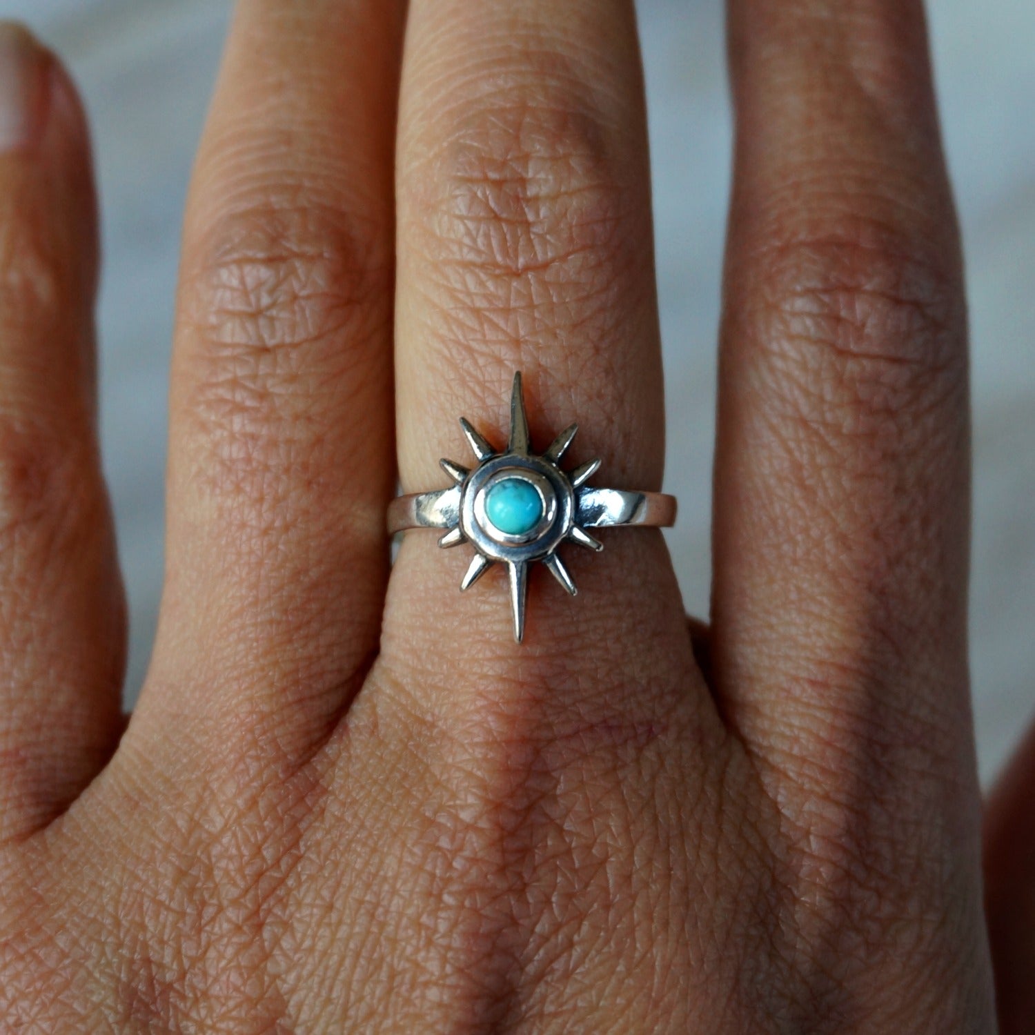 【STAR JEWELRY】K10 リング ARQUISE TURQUOISE Star Turquoise Ring | Genuine Turquoise Sterling Silver | Sowell