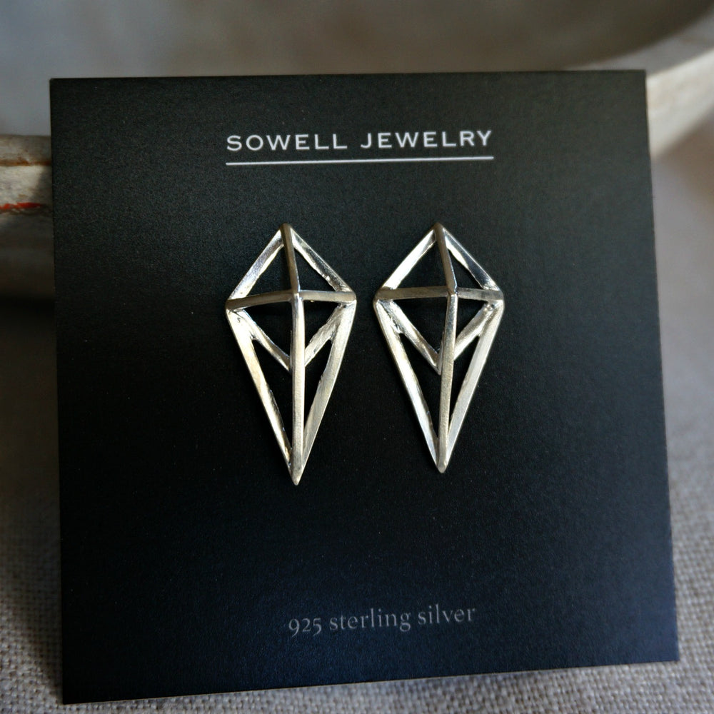 
                  
                    Rhombus Silver Stud Earrings - SOWELL JEWELRY
                  
                