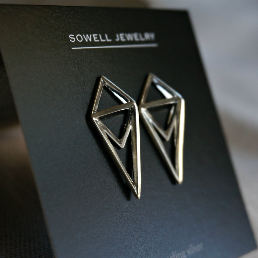 
                  
                    Rhombus Silver Stud Earrings - SOWELL JEWELRY
                  
                