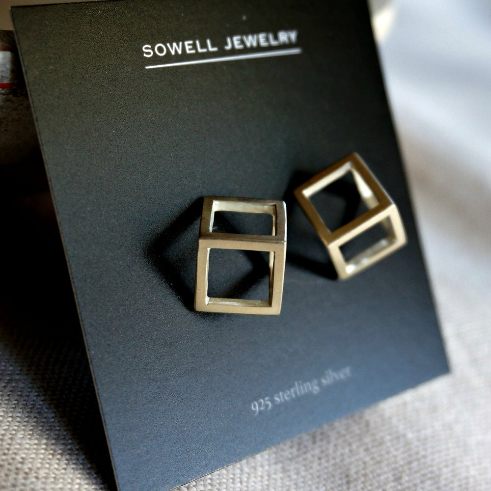 
                  
                    Cube Silver Stud Earrings - SOWELL JEWELRY
                  
                