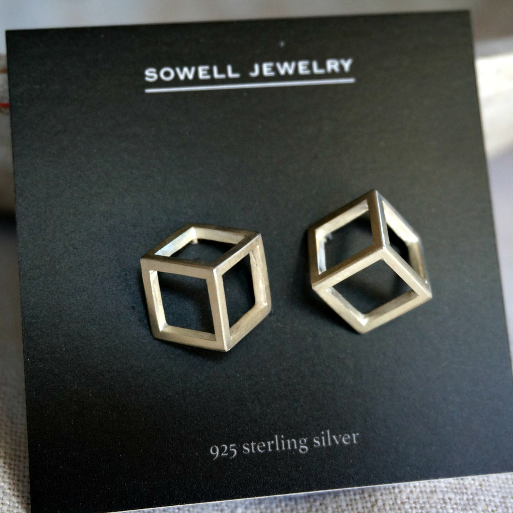 
                  
                    Cube Silver Stud Earrings - SOWELL JEWELRY
                  
                