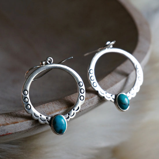 Moongate Turquoise Hoop Earrings - SOWELL JEWELRY