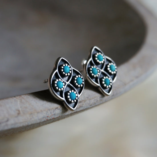 Lucia Turquoise Stud Earrings - SOWELL JEWELRY