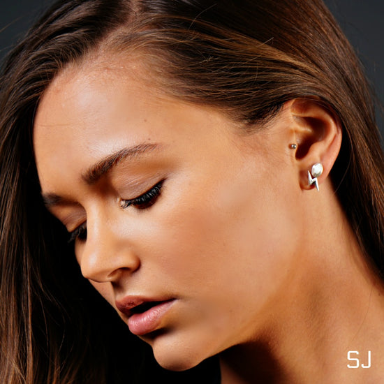 Silver Stone Stud Earrings - SOWELL JEWELRY