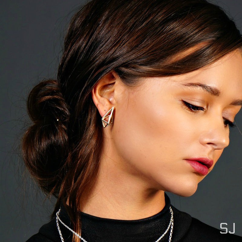 
                  
                    Rhombus Silver Stud Earrings - SOWELL JEWELRY
                  
                
