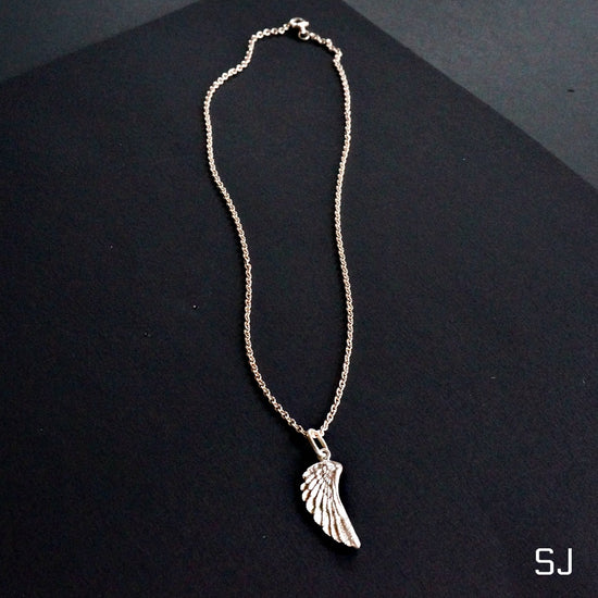 Load image into Gallery viewer, Petite Silver Wing Pendant - SOWELL JEWELRY
