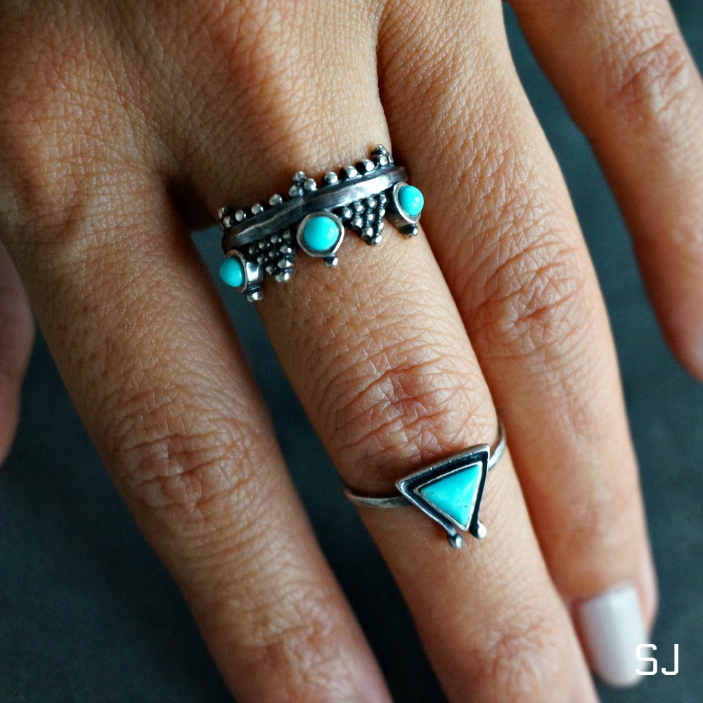 Crown Turquoise Ring - SOWELL JEWELRY