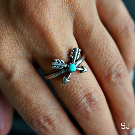 Cross Arrow Turquoise Ring - SOWELL JEWELRY