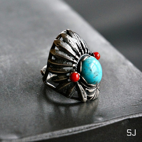 Headdress Turquoise Ring - SOWELL JEWELRY