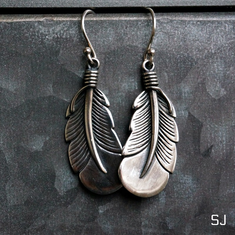 Silver Feather Earrings - SOWELL JEWELRY