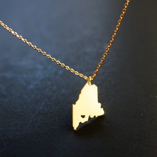 18K Gold State Map Necklace - SOWELL JEWELRY