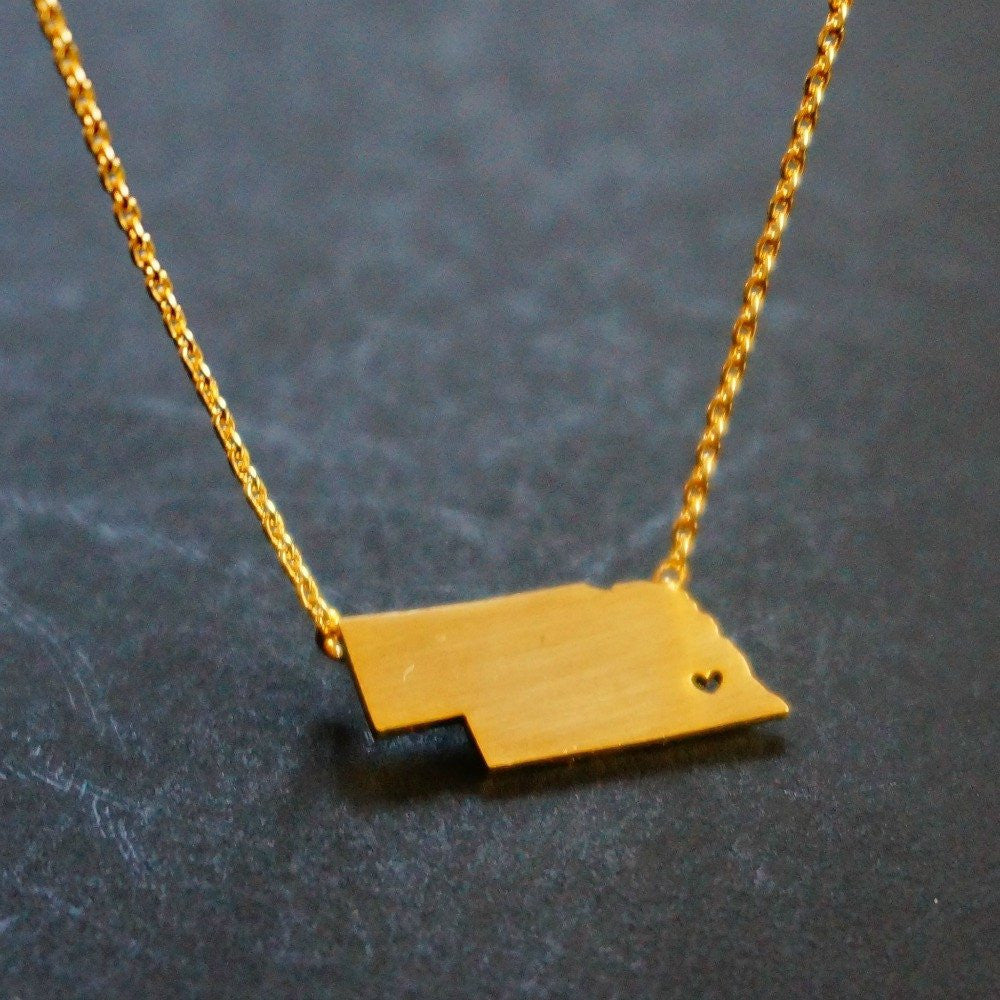 18K Gold State Map Necklace - SOWELL JEWELRY