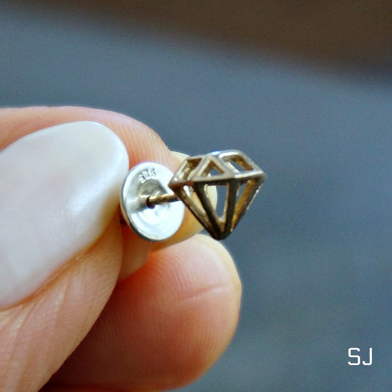 Diamond Silver Stud Earrings - SOWELL JEWELRY