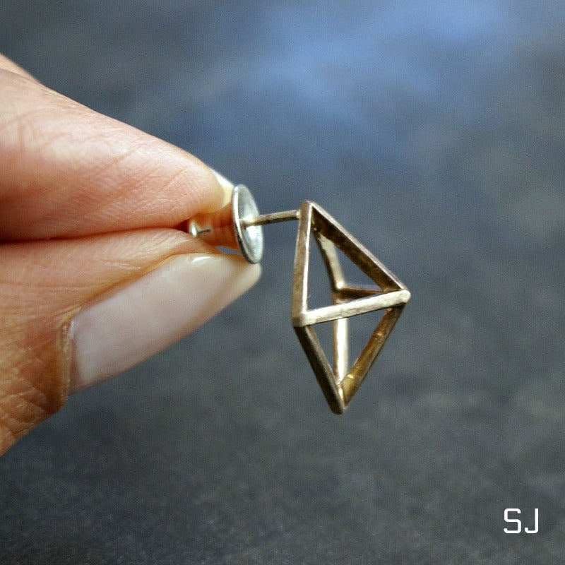 Rhombus Cube Stud Earrings - SOWELL JEWELRY