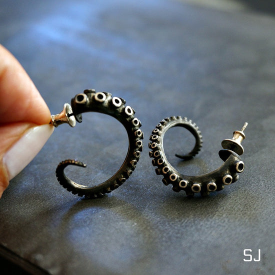 Octopus hoop earrings store