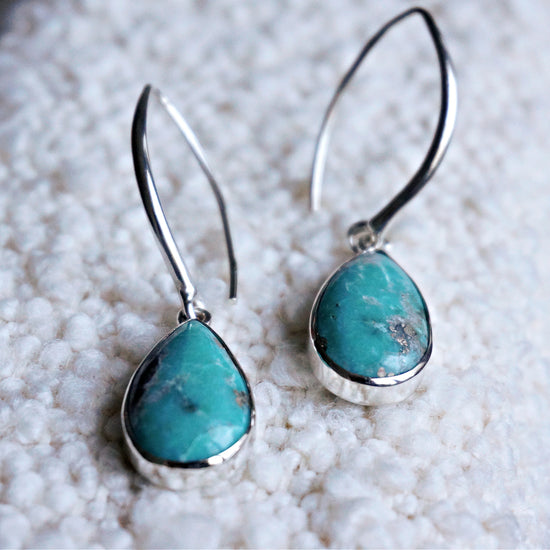 E3 Natural Turquoise Dangle Earrings - SOWELL JEWELRY