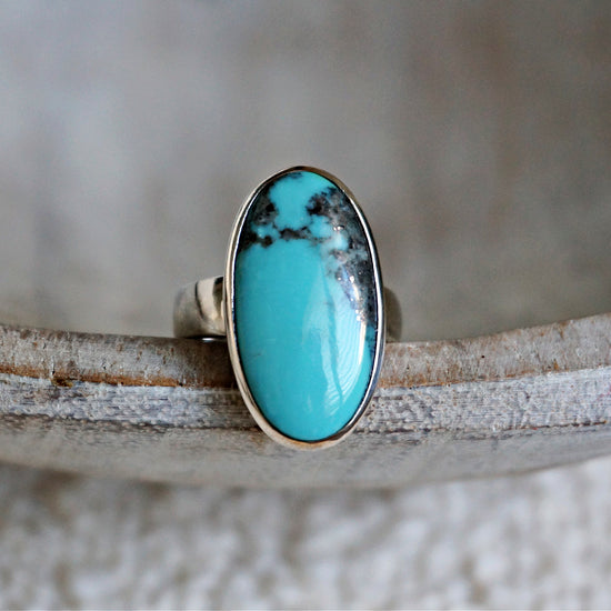 R10 Natural Turquoise Solitaire Ring - SOWELL JEWELRY