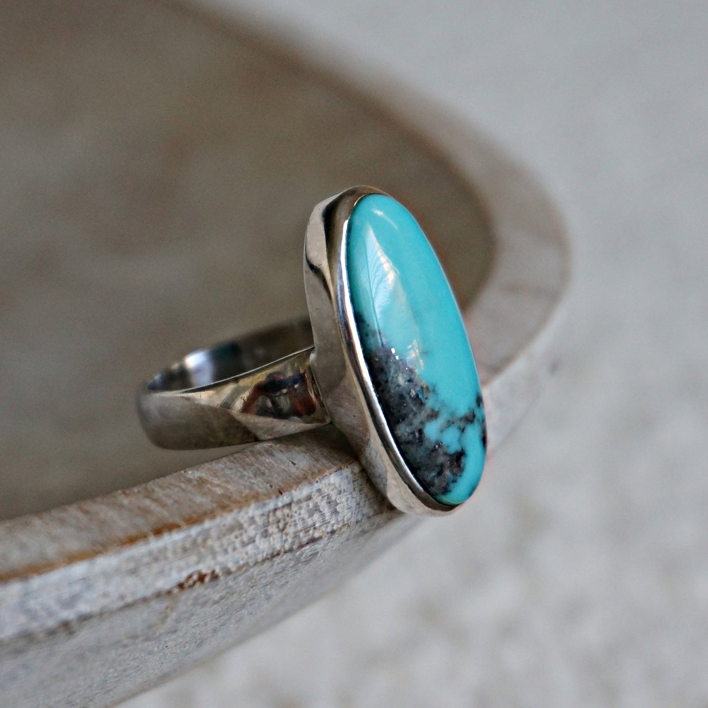 Load image into Gallery viewer, R10 Natural Turquoise Solitaire Ring - SOWELL JEWELRY
