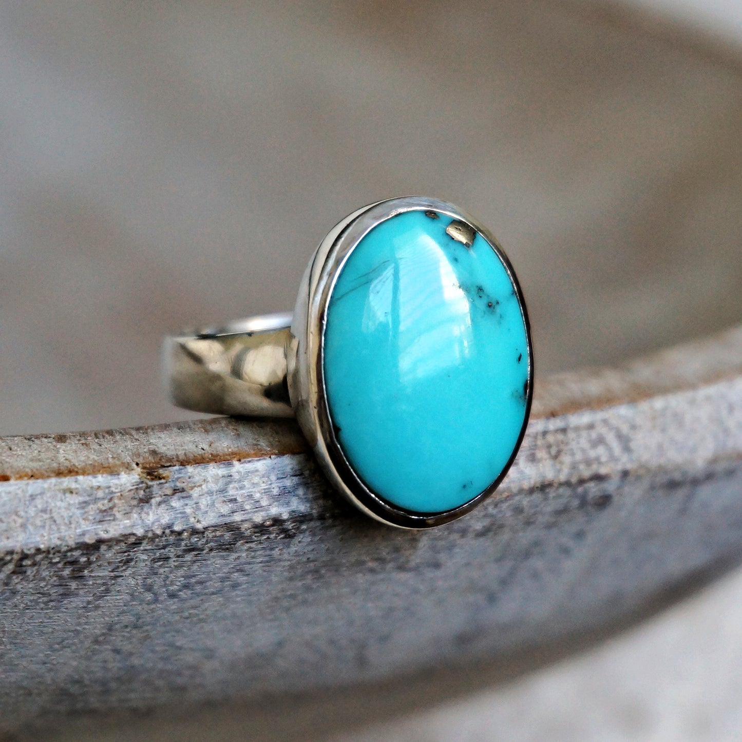 R6 Natural Turquoise Solitaire Ring - SOWELL JEWELRY