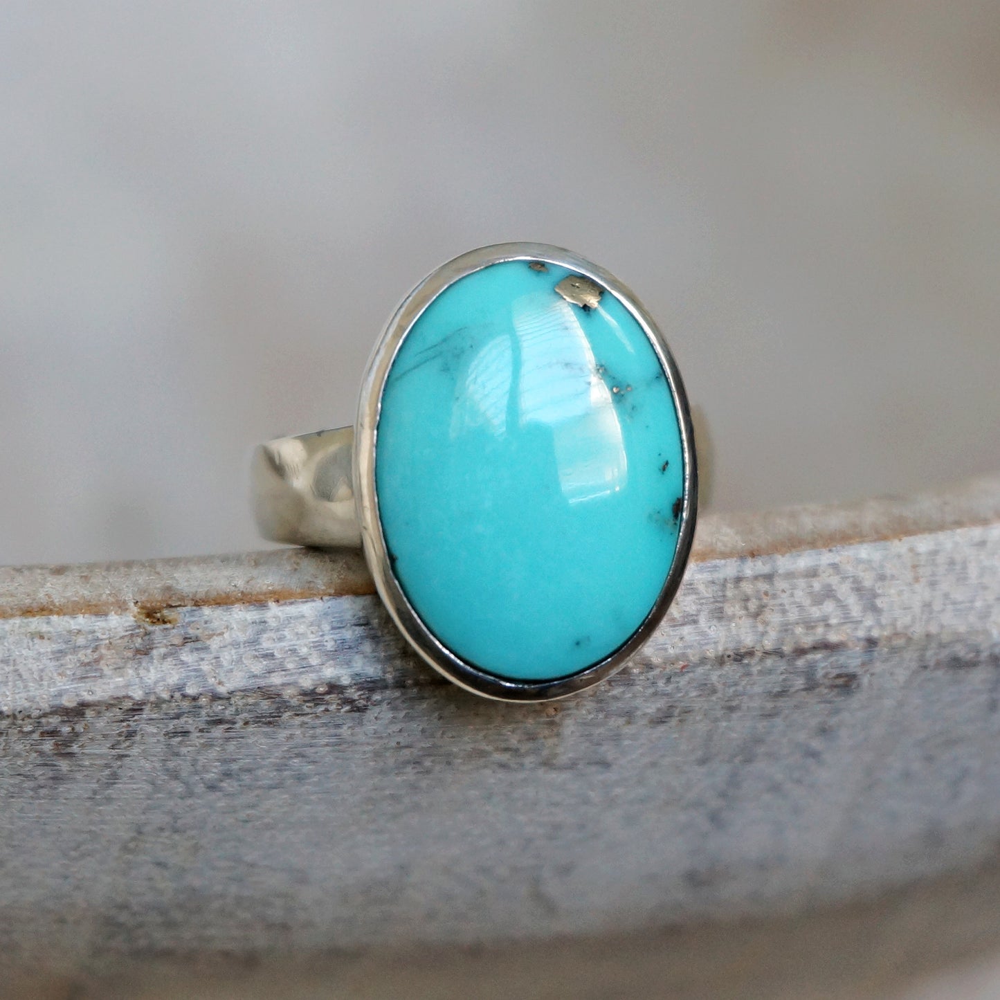 Load image into Gallery viewer, R6 Natural Turquoise Solitaire Ring - SOWELL JEWELRY
