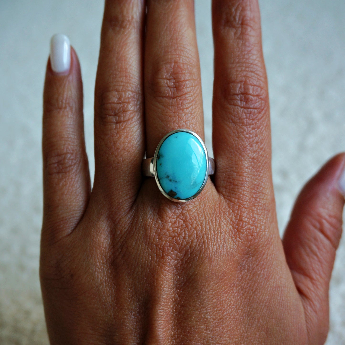 Load image into Gallery viewer, R6 Natural Turquoise Solitaire Ring - SOWELL JEWELRY
