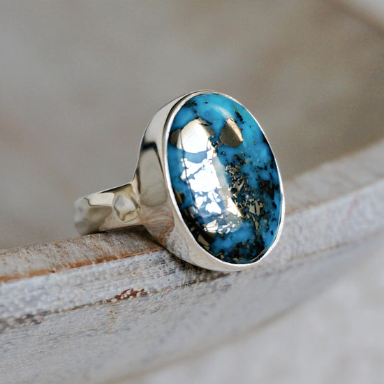 R7 Natural Turquoise Solitaire Ring - SOWELL JEWELRY