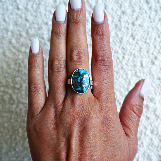 R7 Natural Turquoise Solitaire Ring - SOWELL JEWELRY