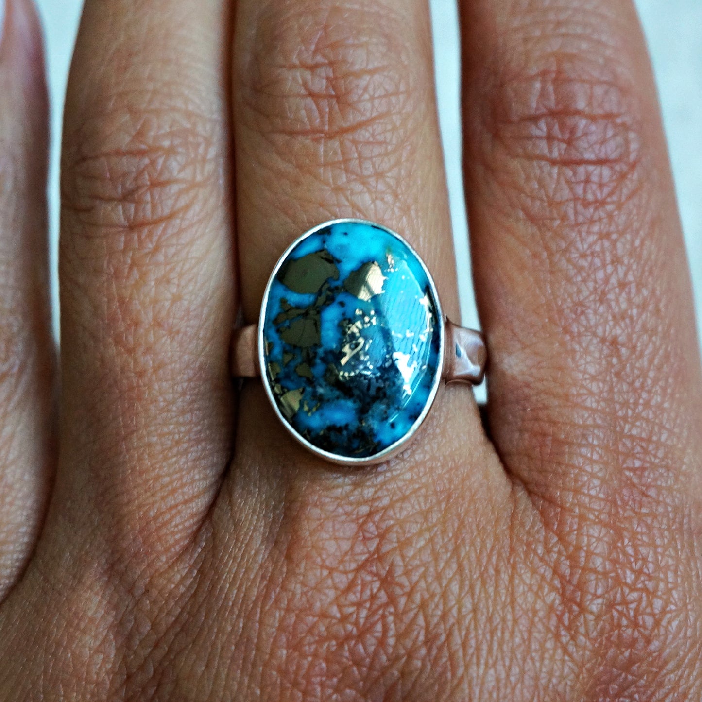 R7 Natural Turquoise Solitaire Ring - SOWELL JEWELRY