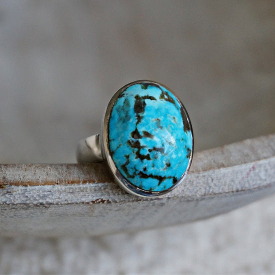 Load image into Gallery viewer, R9 Natural Turquoise Solitaire Ring - SOWELL JEWELRY
