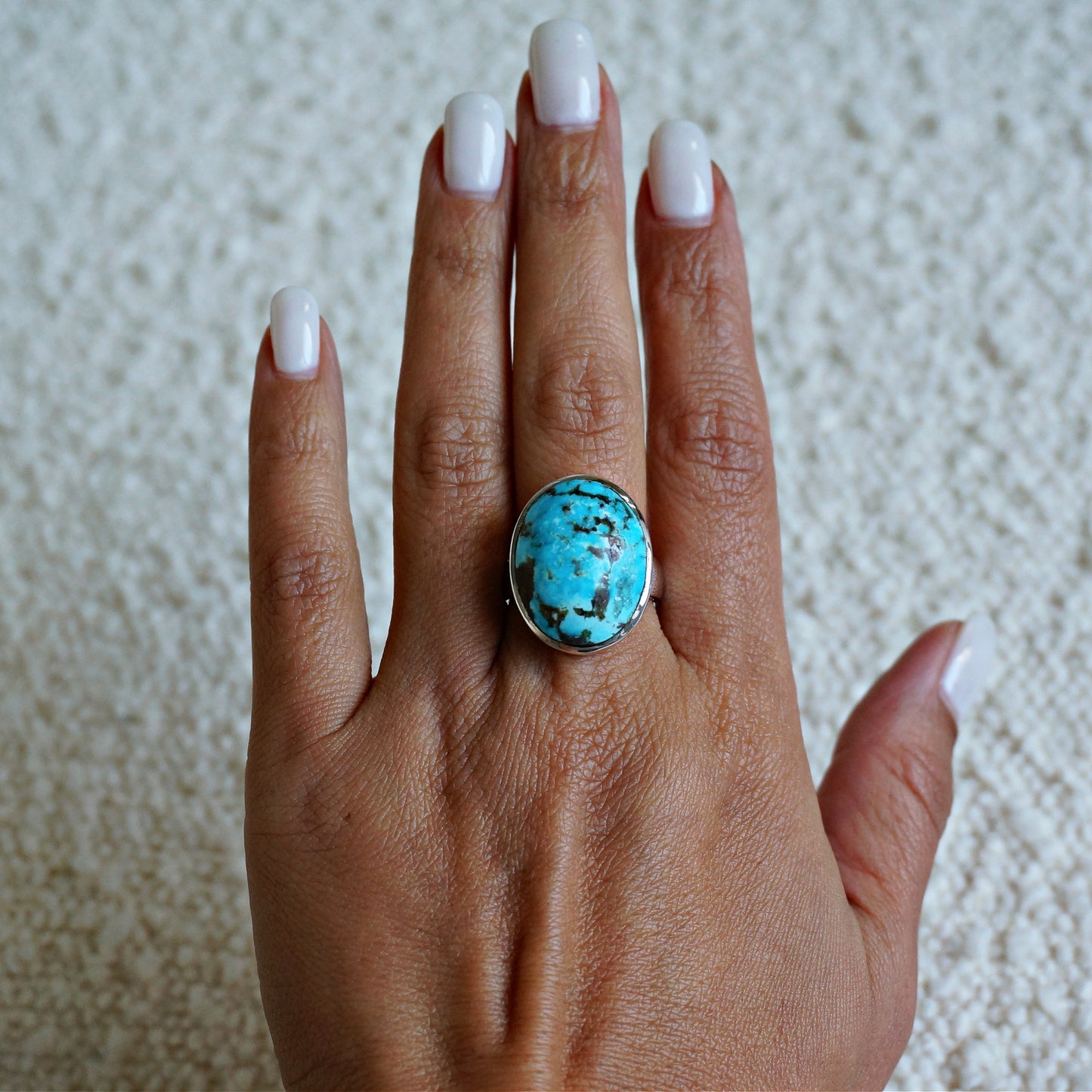R9 Natural Turquoise Solitaire Ring - SOWELL JEWELRY