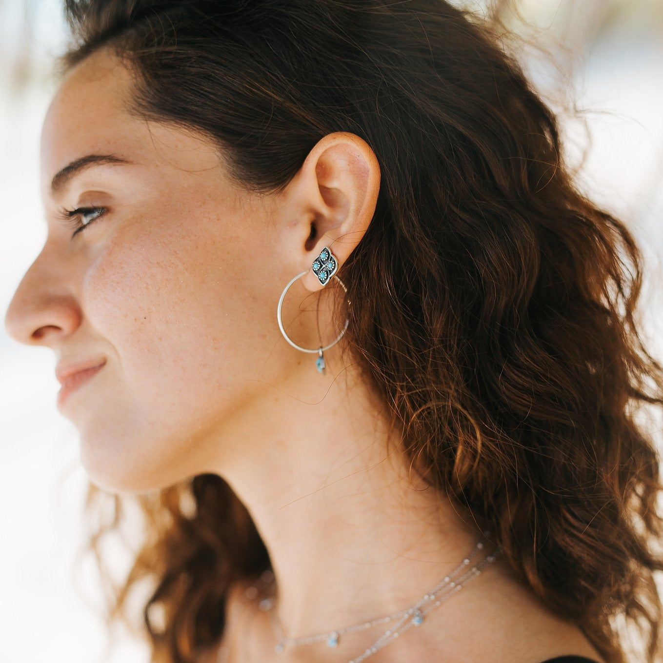 Dior Turquoise Hoop Earrings - SOWELL JEWELRY