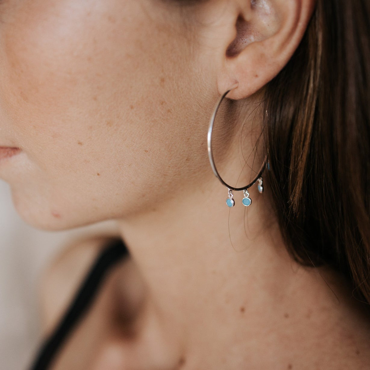 Load image into Gallery viewer, Anna Turquoise Hoop Earrings
