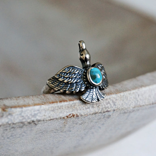 Load image into Gallery viewer, Hawk Turquoise Ring - SOWELL JEWELRY
