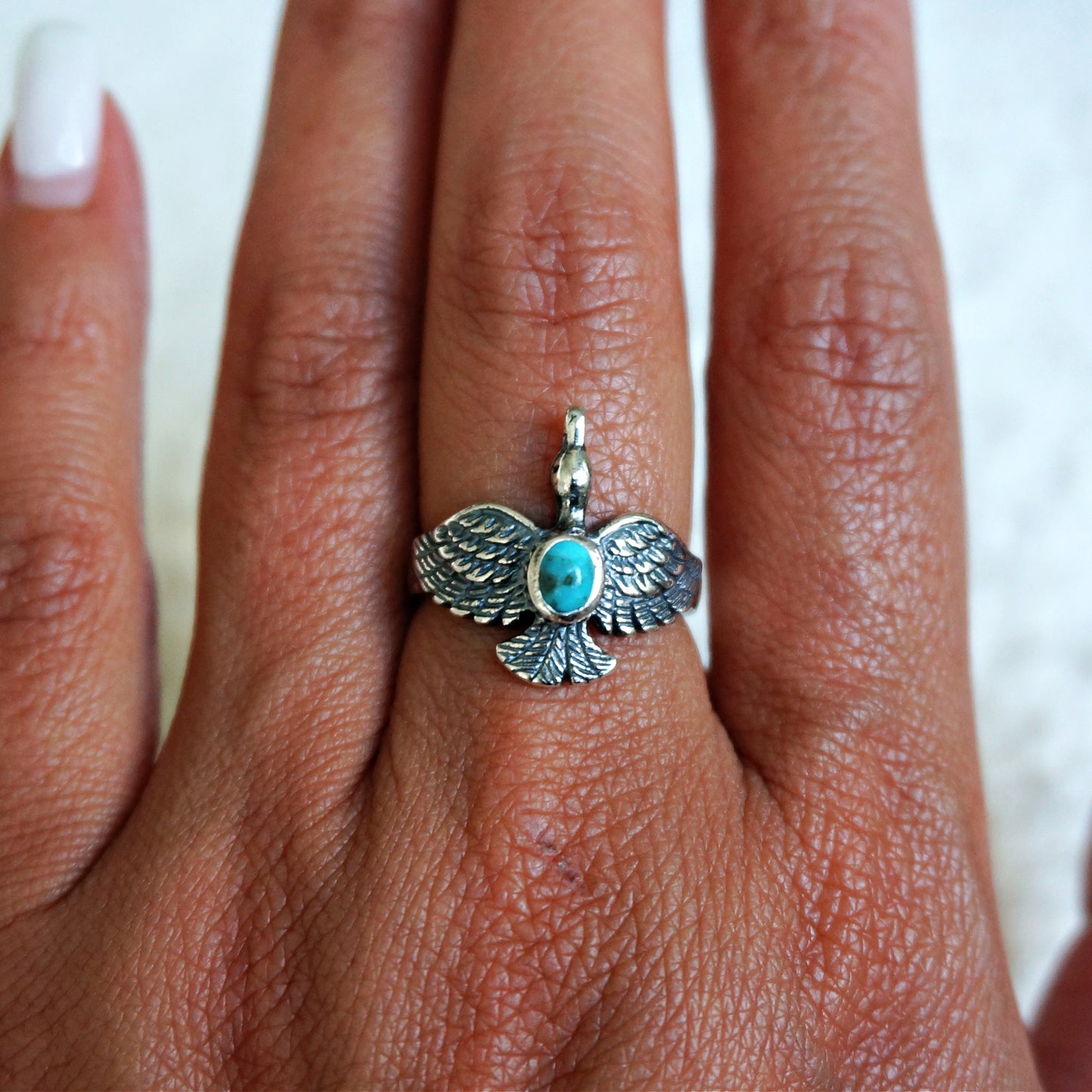 Load image into Gallery viewer, Hawk Turquoise Ring - SOWELL JEWELRY
