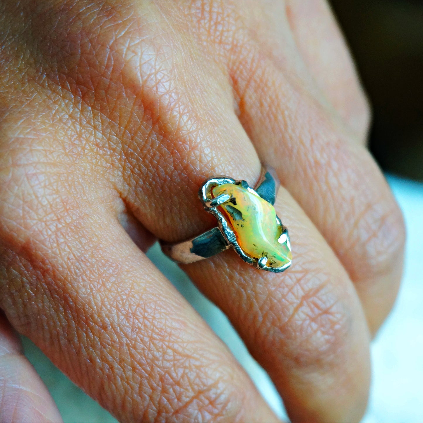 Raw Ethiopian Opal Ring