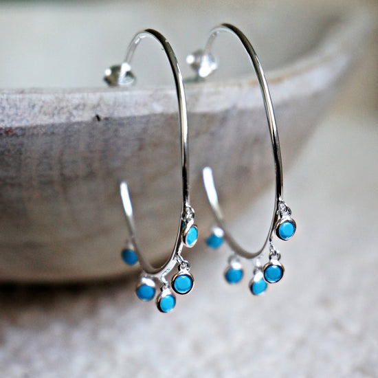 Anna Turquoise Hoop Earrings - SOWELL JEWELRY