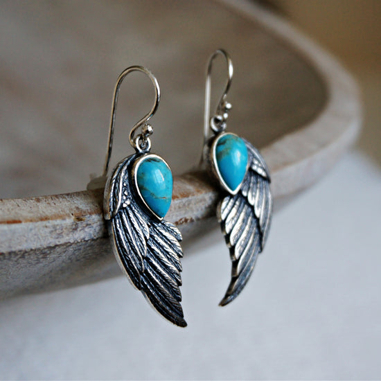 Eagle Wing Turquoise Earrings - SOWELL JEWELRY